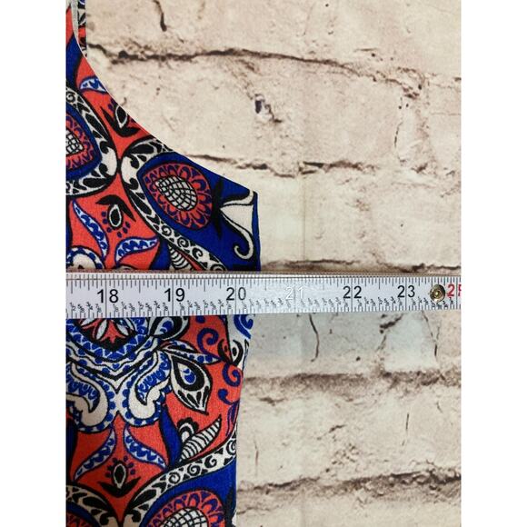 DN Design Midi Dress Womens 16 Pink & Cobalt Medallion Print Sheath Plus Lined - Picture 9 of 14